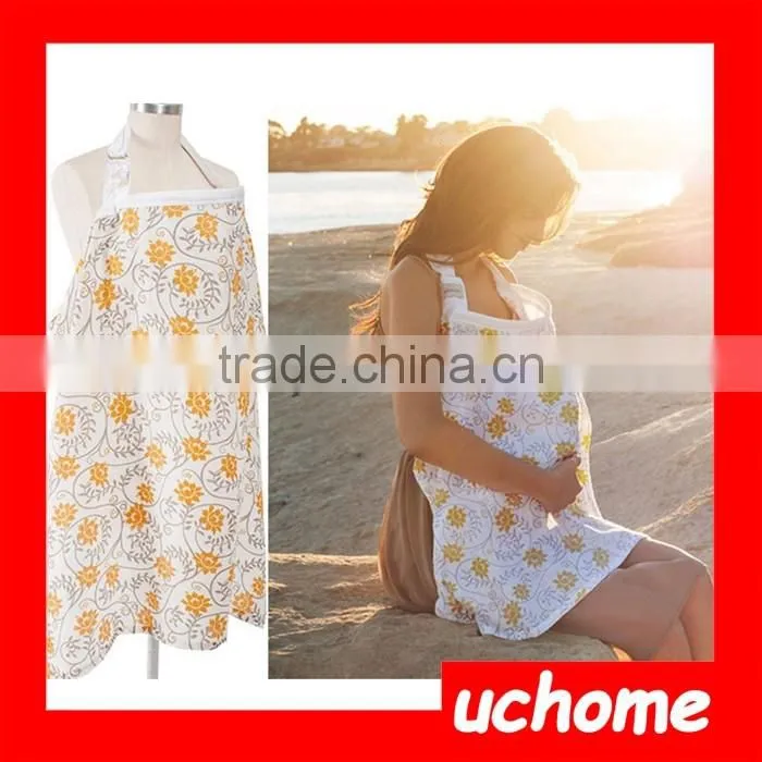 UCHOME OEM Outdoor Colored Light Flower Printed Musilin Breathable And Light Weight Baby Feeder Udder Cover