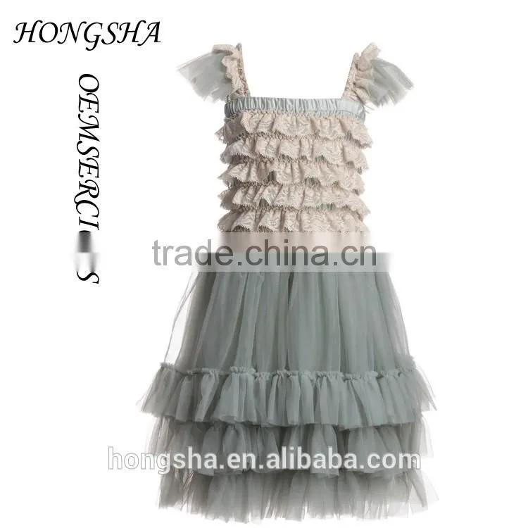 Blush Pink Ballroom Lace Tulle Dress Removable Overskirt Baby Girl Wedding Bridemaid Dress HSD7835