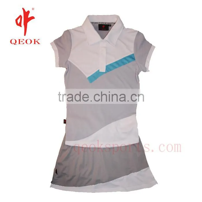 ladies OEM hockey wear ,quick dry golf shirt with skort , tennis wear