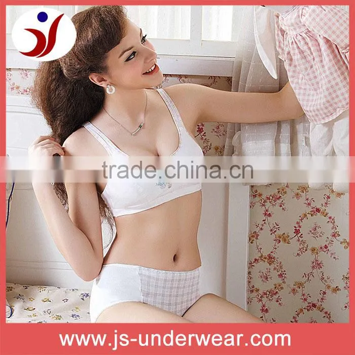 Young girl cartoon print lovely lingerie, teen cotton sexy fancy bra panty set