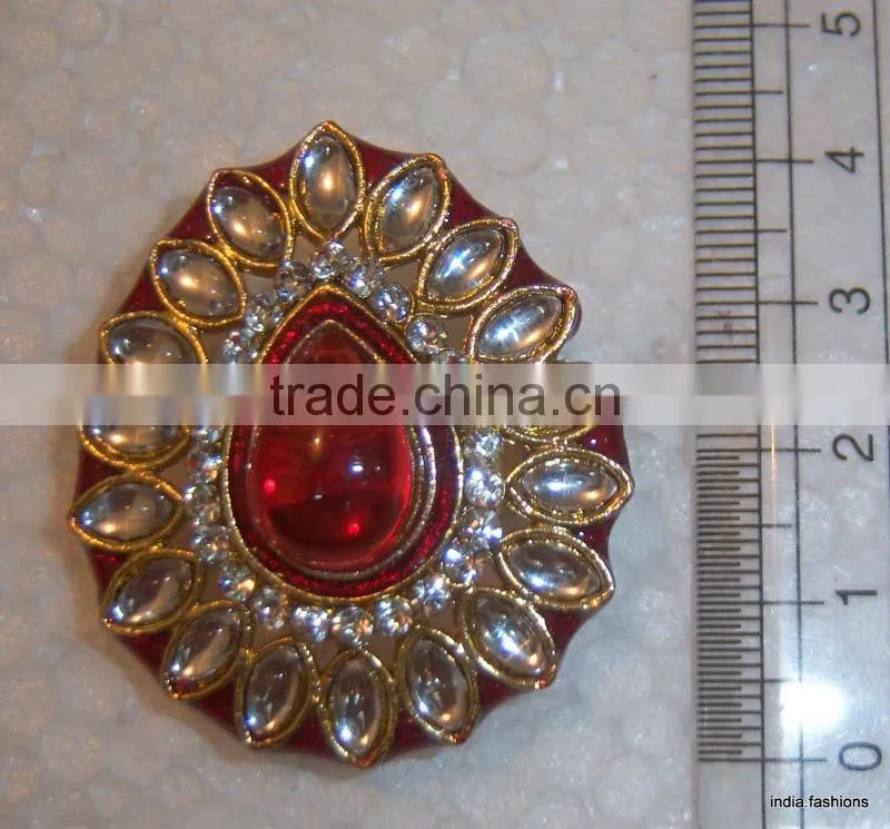 Gold TONE COCKTAIL FASHION kundan lampwork FINGER Ring