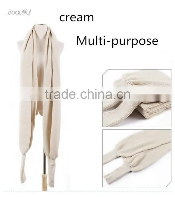 Free size hot sale korean style latest woolen scarf with sleeve novelty winter hijab scarf,muffler