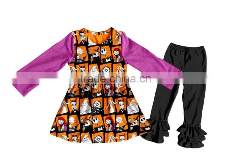 Children's cotton clothes halloween outfit wholesale remake polka dot clothes suit sets fall children clothing