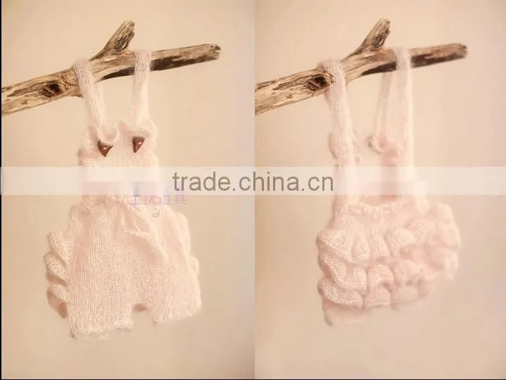 Newborn mohair romper outfit knit lace headband and romper set beautiful baby girl photo props