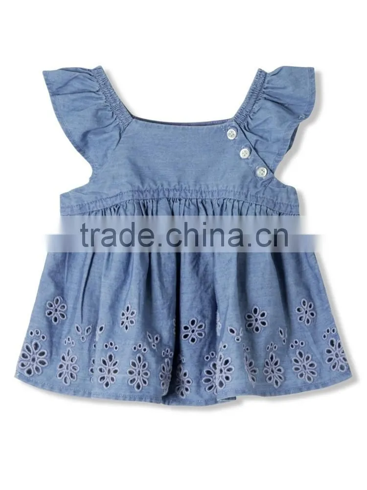 Latest design girls top sleeveless baby girls top design embroidered kids wear
