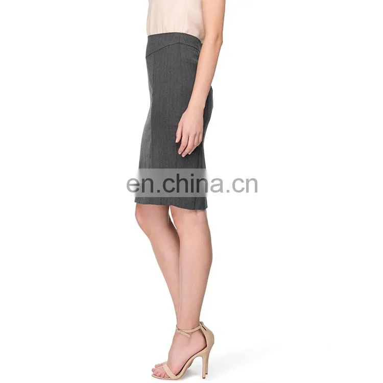 Grey Fashion Knee Length Pencil Skirt For Mature Women