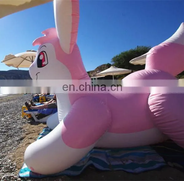 PVC pink inflatable rabbit toy for entertainment
