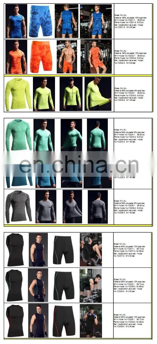 Men's Compression Clothing Gym Wear Base Layer Tights Long Pants Tank Tops T-Shirts