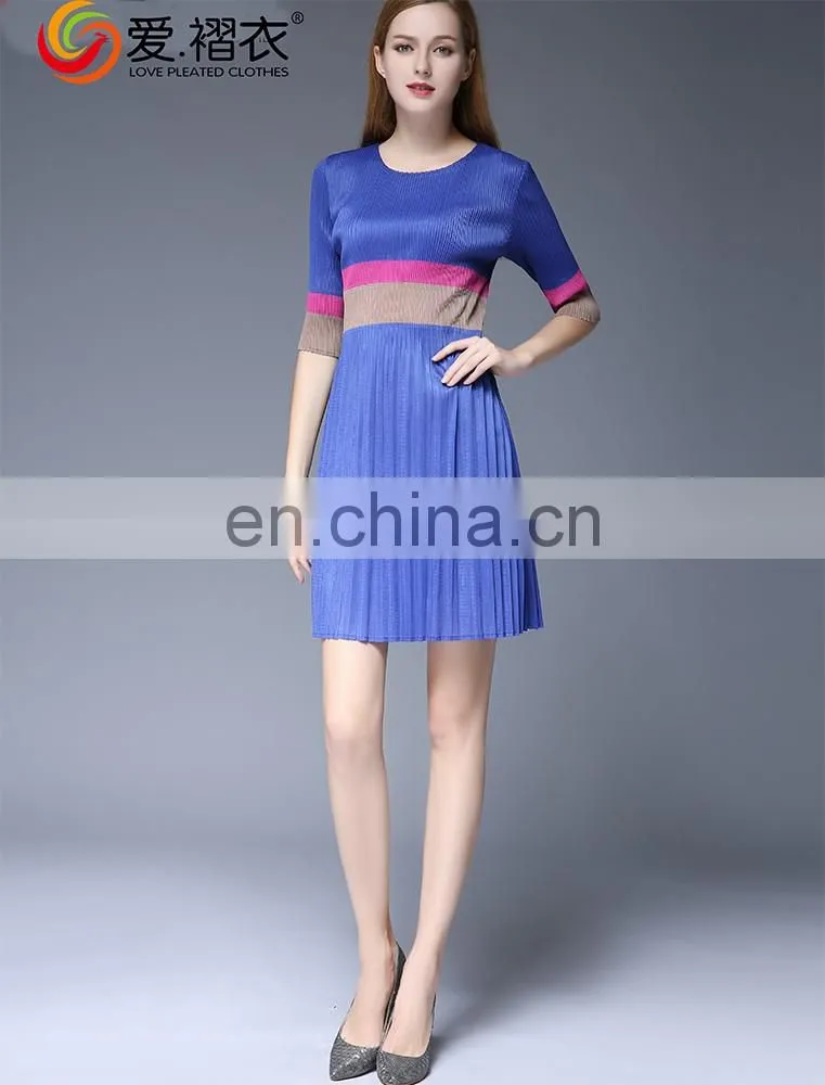 Short Sleeve Mix Color Summer One Piece Girls Dress For Girls
