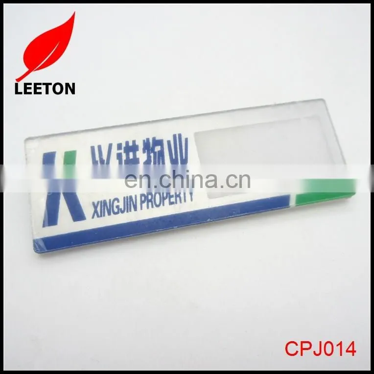 Reusable rectanlge metal badge holder for staff