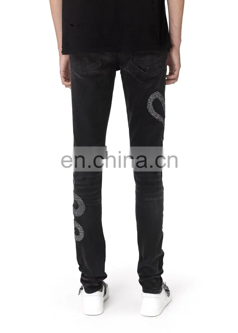 DiZNEW STRIPED MENS DENIM CUSTOM LOGO PANTS JEANS FOR MEN