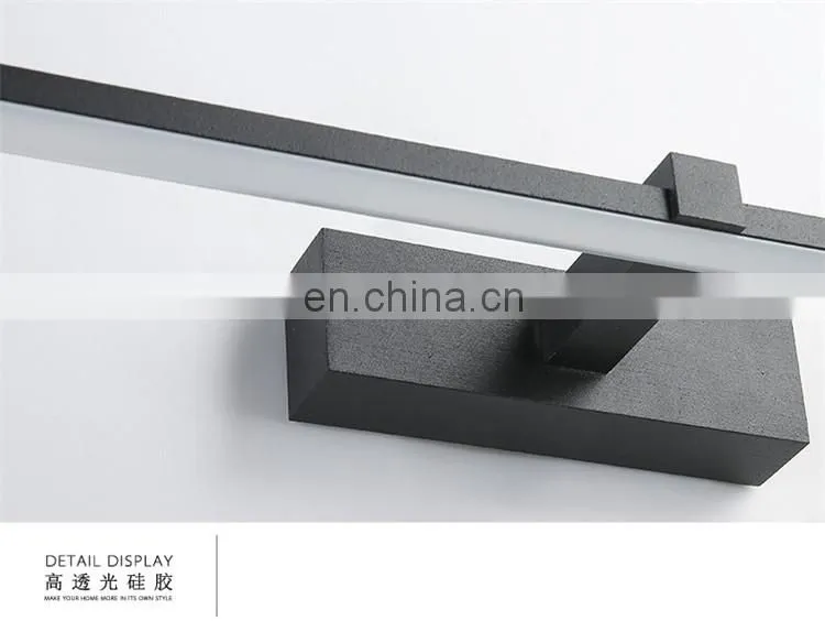 Modern long black white LED mirror cabinet light for bathroom hotel