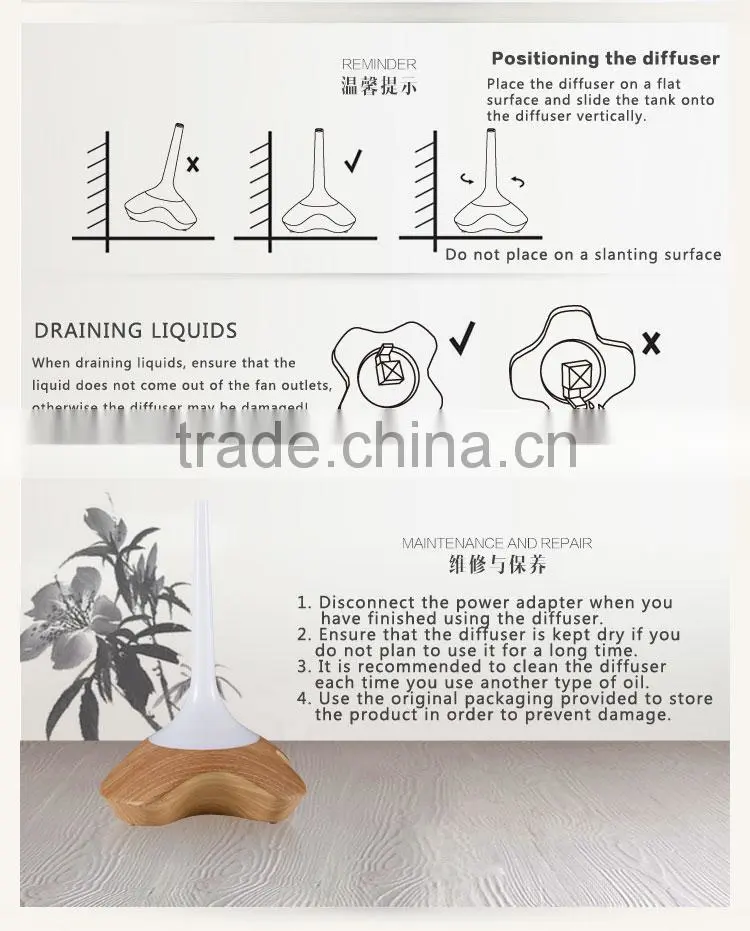 GX Diffuser GX-09K Healthy Essential Oil Blends Air Cool Mist Wood Grain 220ml Aroma Diffuser