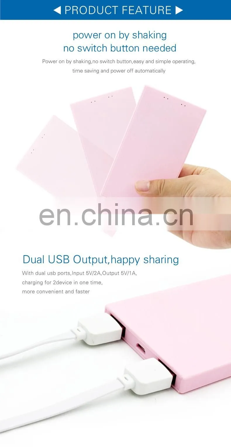 4000mah polymer Power Bank External Battery Charger plastic super thin portable power bank charger