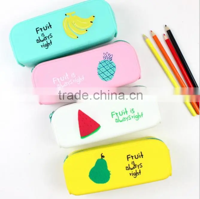 Popular Manufactory Price Silicone Square Zippered Pencil Case For Kids