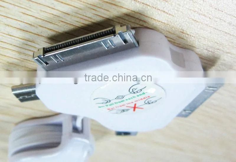2013 Hot selling Mini 4in 1 USB Connector Adapter and USB Retractable Cable for iPhone 4 Samsung Blackberry Nokia