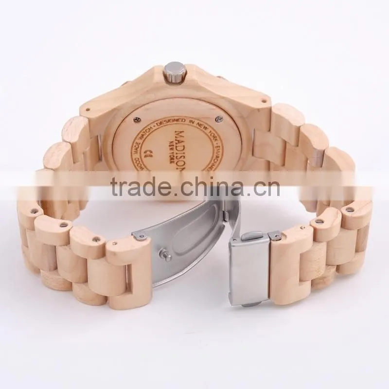2015 wholesale wood watch vogue wrist wooden watch for men and women with customized logo