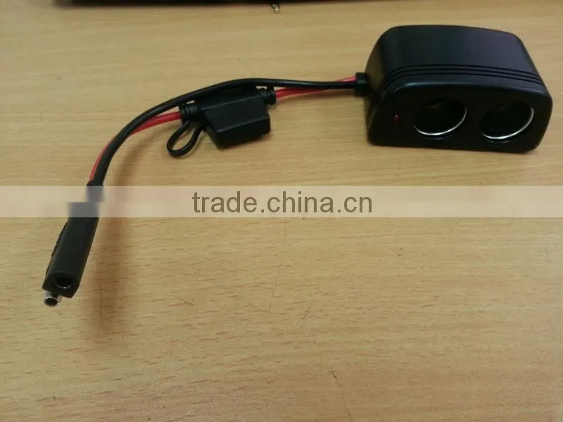 TWINS Cigarette Plug SAE plug 14AWG with 41/0.254BC *2C black /red with 2 port Female Cigarette plug power SAE Wire Harness
