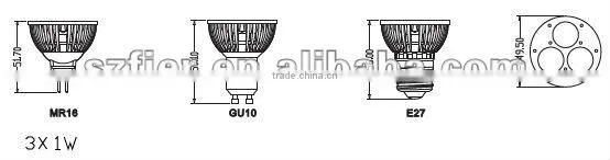 GU10 3w led Spotlight with CE&Rohs