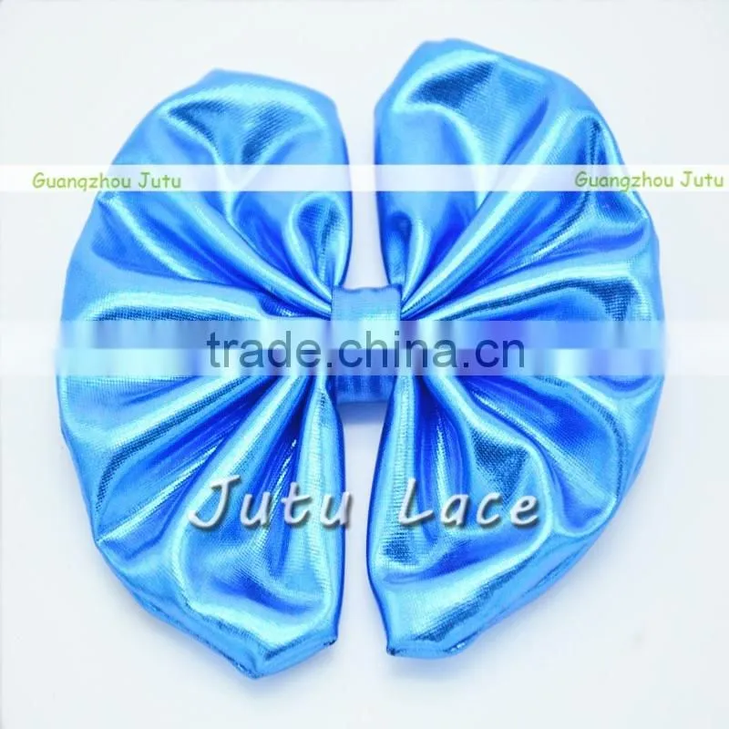 Wholesale DIY craft decorative flowers hair bows -Big Shiny Fabric Golden Bowknots Garment Accessories