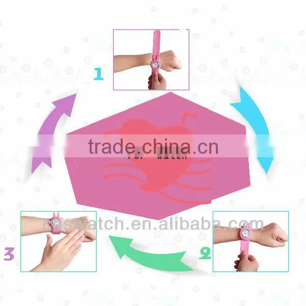 Fashion cute rabbit shaped silicone slap watch