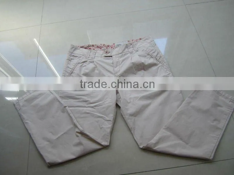 2012 new ladies casual khaki cotton pants with back pockets