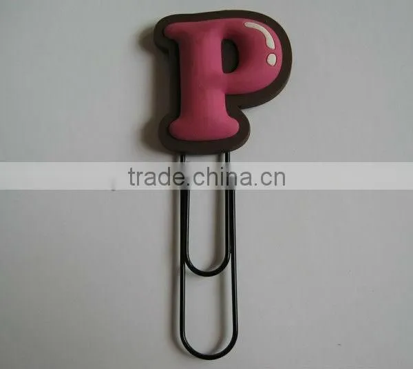 3d soft pvc custom logo metal paper clip with letters