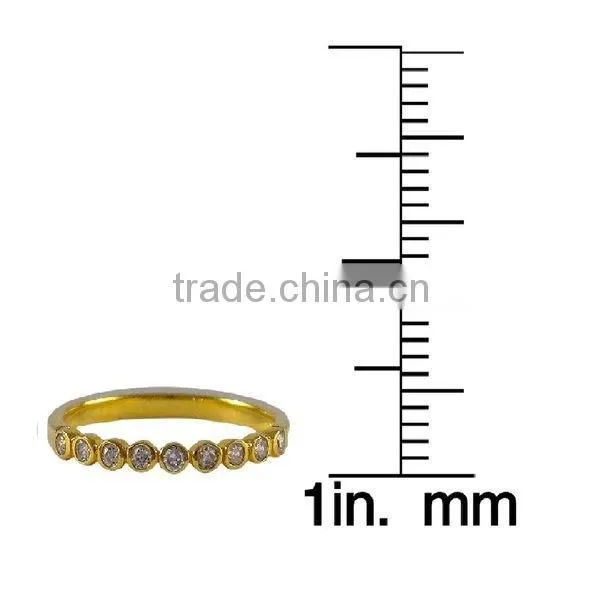 Gold Plated Sterling Silver Bezel Cubic Zirconia Right Hand Ring Wholesale