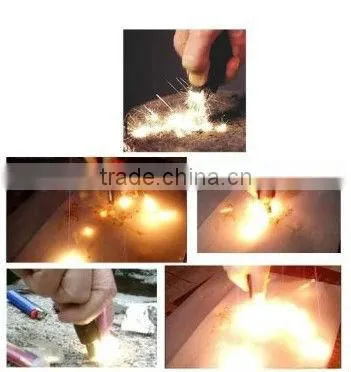 3-in-1 Camping Survival One-hand Magnesium Flint Stone Fire Starter with Whistle & Compass