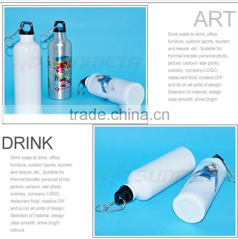 750ml Sublimation Silver and White Aluminium Sport Water Bottle