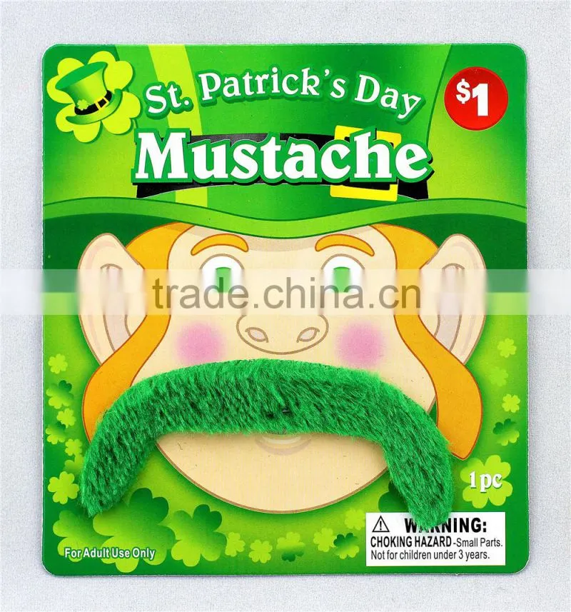 Green fancy dress St. Patrick's Day mustache