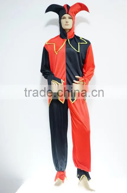 Fashion scary court jester dress men halloween clothes costume