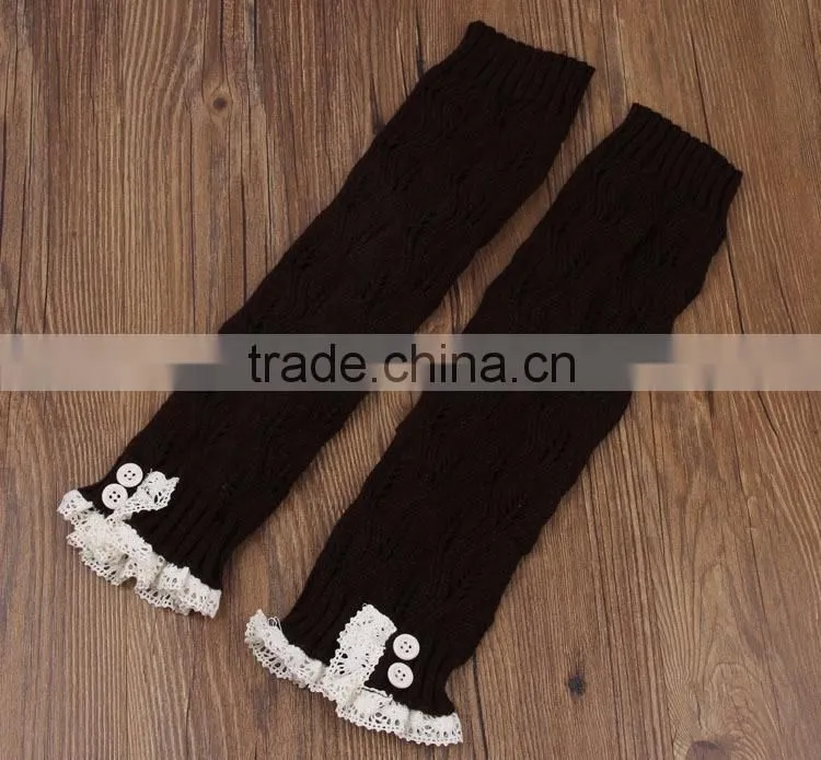 Wholesale Fashion Acrylic Knitted Leg Warmers Crochet Womens Lace Leg Warmers