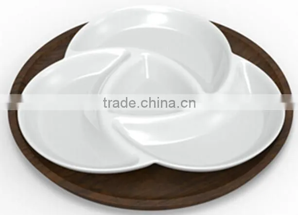 New style fashion ceramic divided snack plates dishes wholesale