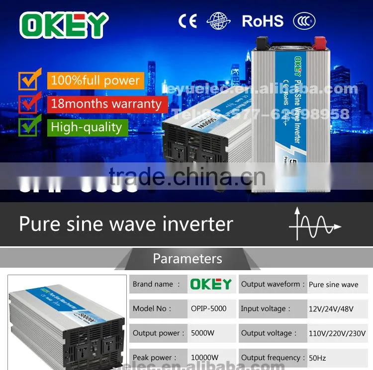 18 months warranty 5000w solar series 12v 24v 48v pure sine wave power inverter