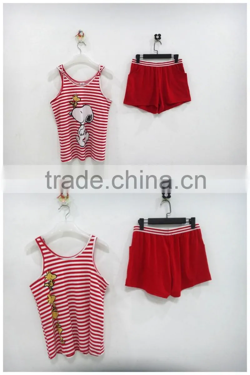 Leisure cute snoopy dog stripe harness pajamas woman
