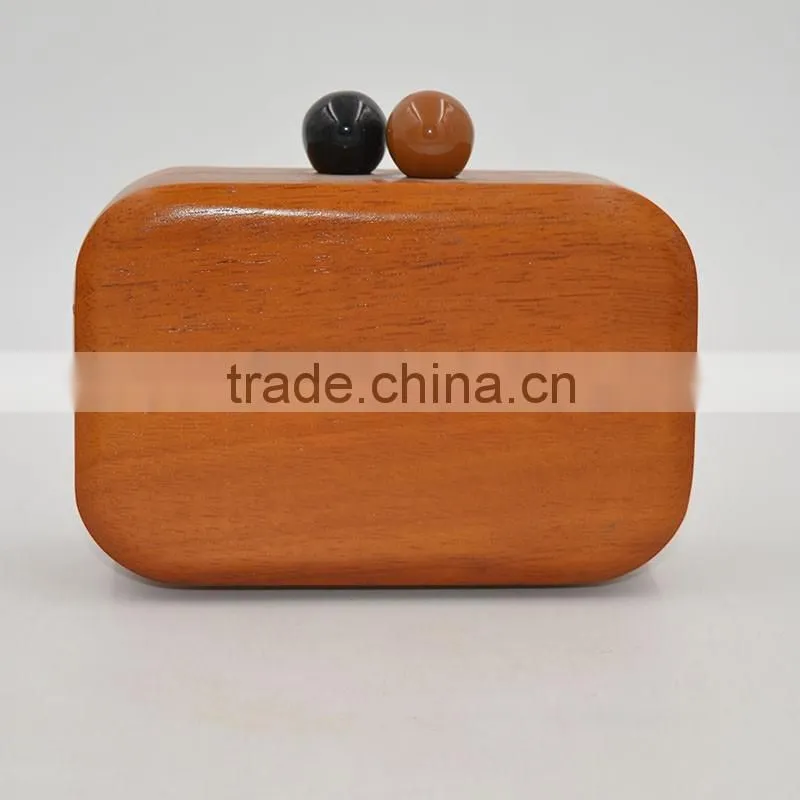 Fashion wood 20136 MiNi evening bag wood day clutch acrylic box bag chain women's cross-body handbag Nice Wooden Handbag