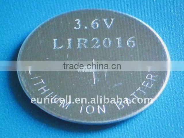 button cell battery 3.6 Volt LIR1620 lithium rechargeable battery lir1620 lir2016
