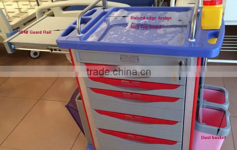 ABS emergency cart with 5 drawers for hospitals (MSLMT02N)