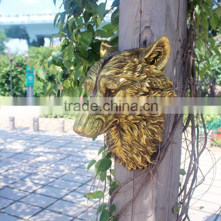 Living room decoration poly resin giant wolf head