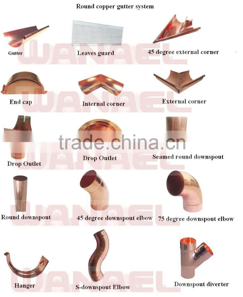 Copper Rain Gutter /Roof Drainage System Manufacturer