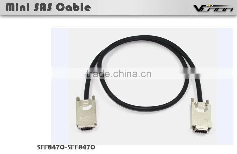 2m zinc alloy External CX4 Mini SAS SFF-8470 to SFF-8470 infiniband Cable with thumbscrews