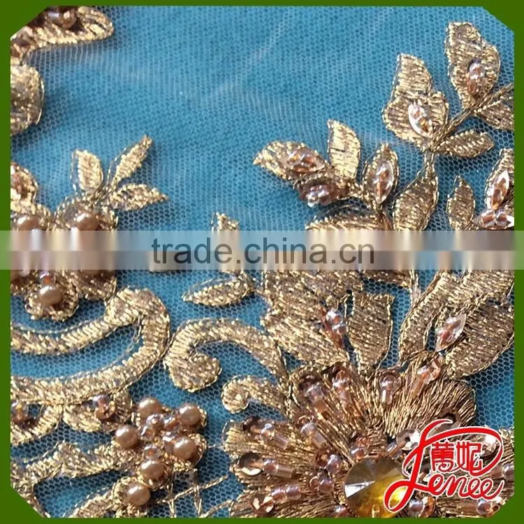 HOT SALE COLOR CUSTOMIZED SEQUINED BEADS CHEMICAL EMBROIDERY FABRIC