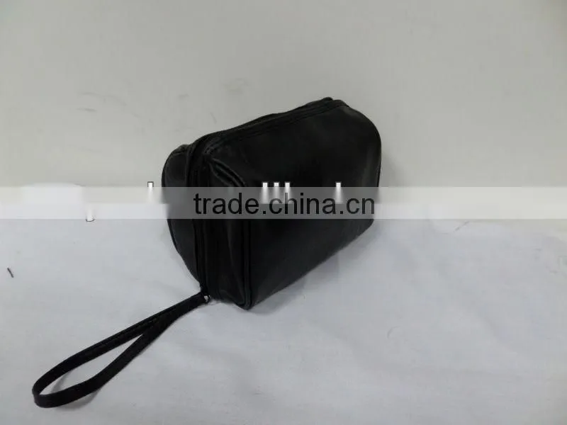 black pu cosmetic bag with handle