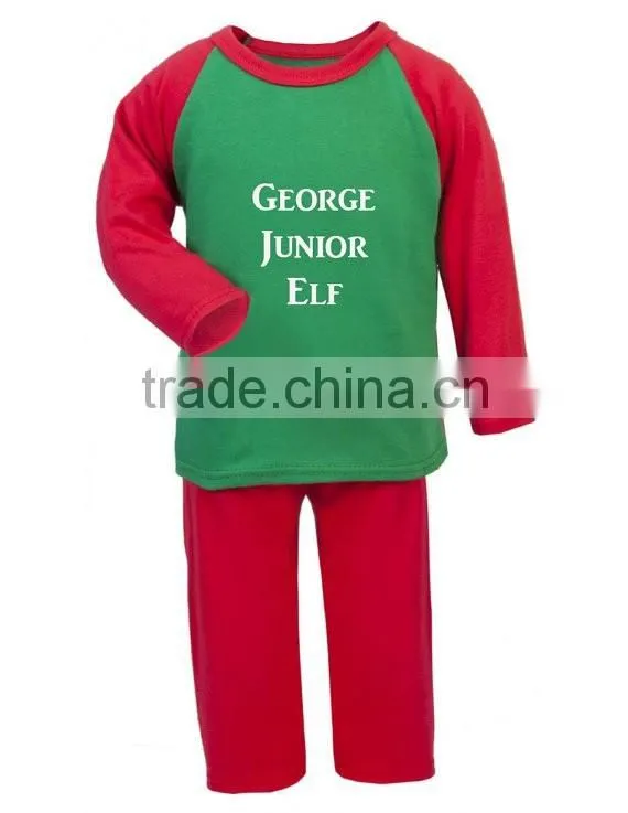 kids christmas pajamas/plain cotton pajamas