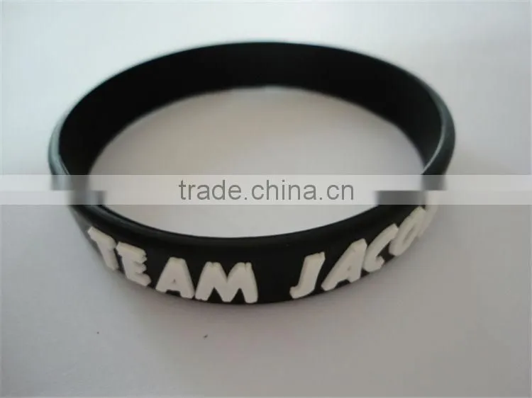 Embossed LOGO with printing for silicone bracelets