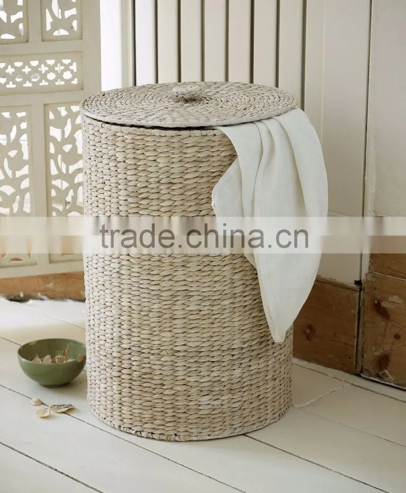 High quality best selling 2016 water hyacinth round coloful storage basket with cap