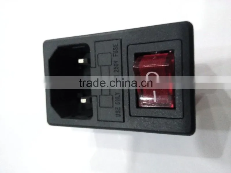 15A 250V AC power socket with fuse and 4pin rocker switch