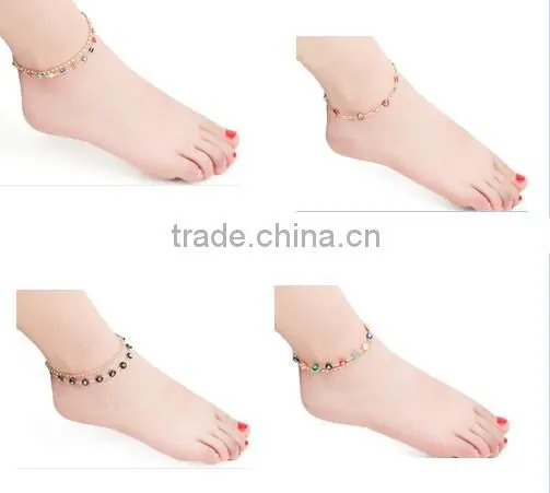 Evil Eye Charm Beads 18K Gold Plated Barefoot Sandal Anklet