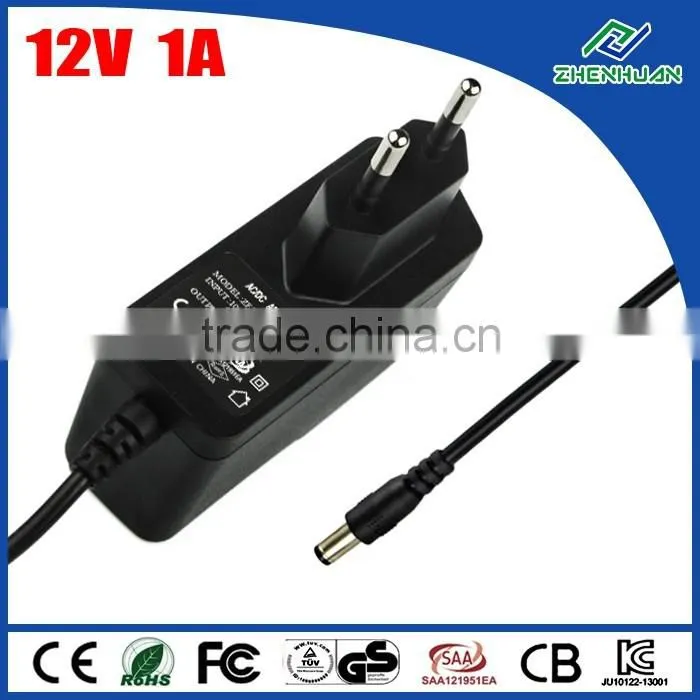 ZF120A-1201000 UL listed AC/DC adaptor 12V 1A power adapter with US plug